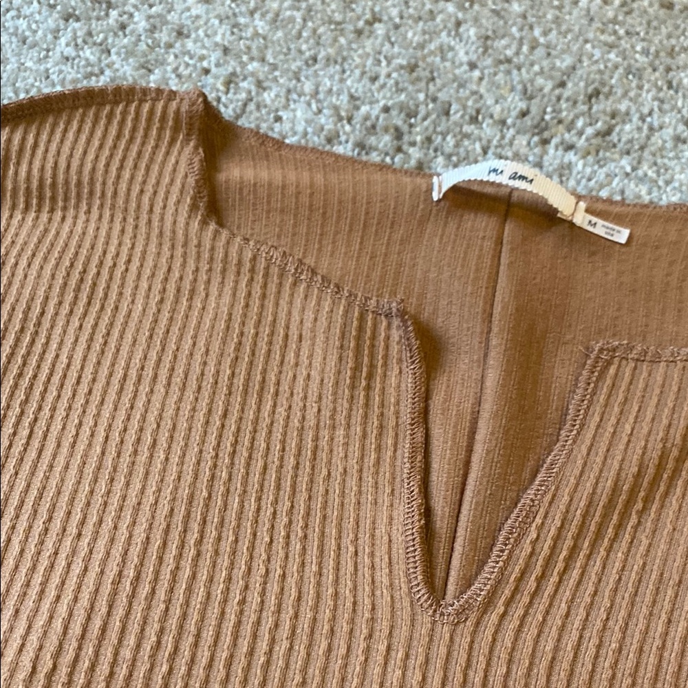 Women's Tan Ribbed Top - Picture 3 of 6
